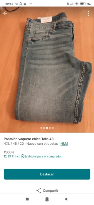 Pantalón vaquero H&M Talla 48 Azul