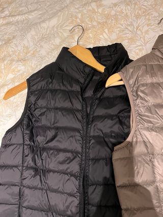 Chalecos acolchados mujer (negro y marrón/dorado)