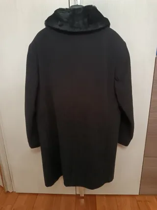 Cappotto donna lana nero con pelliccia