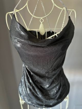 Top fiesta plateado y negro