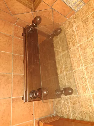 Mesa baja madera y cristal