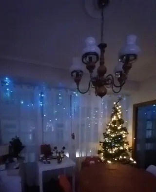 Lámpara Vintage Madera Metal Cristal