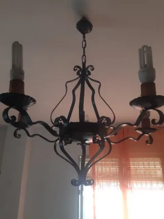 Lámpara de hierro forjado 5 brazos