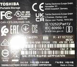 Disco rígido Externo Toshiba 1TB