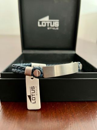 Bracciale Lotus Style Pelle Blu Acciaio Uomo