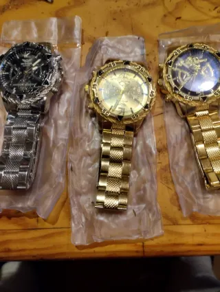 Pack 3 Relojes Hombre Oro y Plata