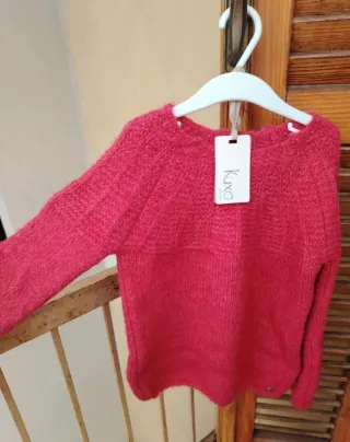 Maglione bimba cashmere rosso begonia