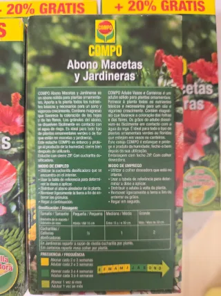 Pack 5 cajas abono COMPO macetas y jardineras