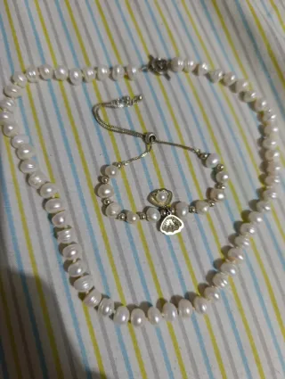 Conjunto collar y pulsera perlas