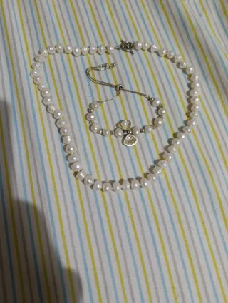 Conjunto collar y pulsera perlas