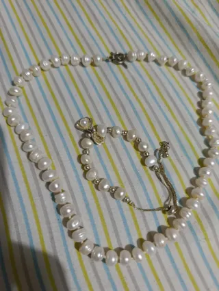 Conjunto collar y pulsera perlas