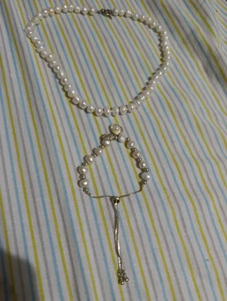 Conjunto collar y pulsera perlas