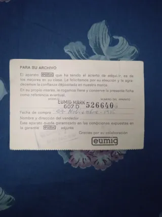 PROYECTOR EUMIG MARK 607 D MUDO 8MM AÑOS 70