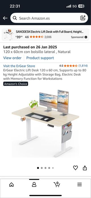 Escritorio Elevable Eléctrico ErGear 120x60cm