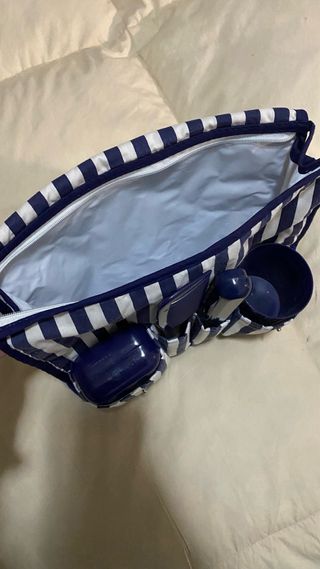 Neceser de viaje rayas azul y blanco