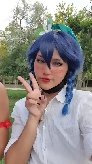 Peluca Venti Genshin Impact Azul