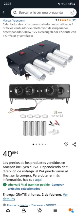 Descongelador Coche 4 Salidas