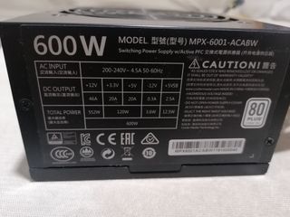 Fuente Alimentación CoolMaster 600W 80 Plus