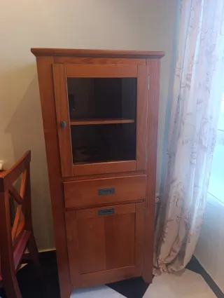 Mueble auxiliar salón madera y cristal