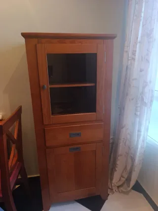 Mueble auxiliar salón madera y cristal