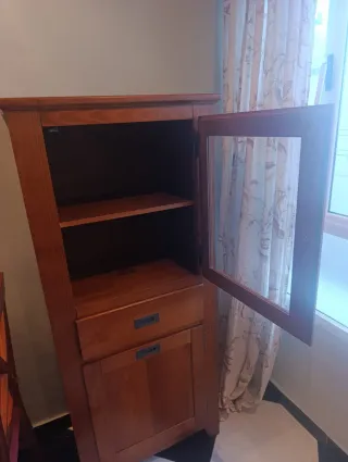 Mueble auxiliar salón madera y cristal