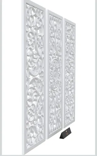 Panel Decorativo Madera Tallada Blanco 91x91cm