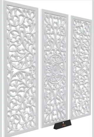 Panel Decorativo Madera Tallada Blanco 91x91cm