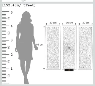 Panel Decorativo Madera Tallada Blanco 91x91cm