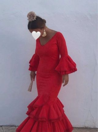 Vestido de flamenca rojo Micaela Villa talla 36