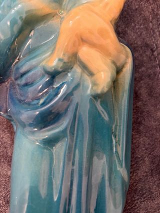 Figura Virgen y Niño antigua hecha a mano