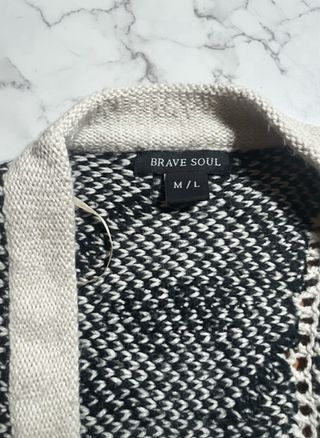 Chaleco mujer Brave soul Etnico beige y negro