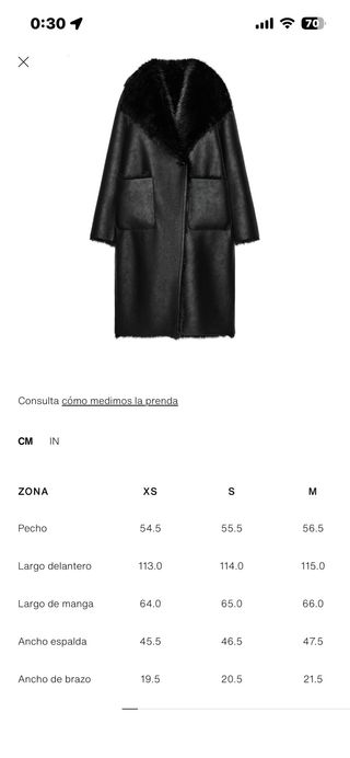 Abrigo reversible Zara pelo doble faz