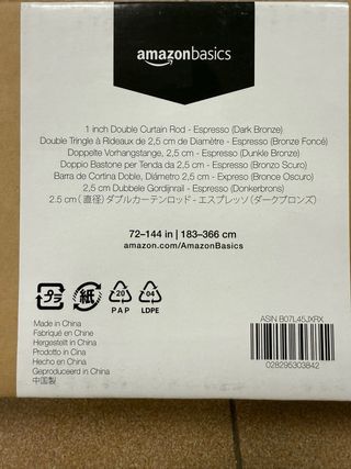 Barra de cortina metálica negra 183-366 cm