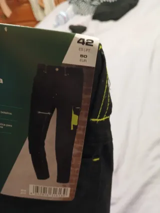 3 Pantalones de Trabajo Hombre Negros y Amarillos,