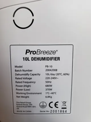 Deshumidificador Desecante ProBreeze