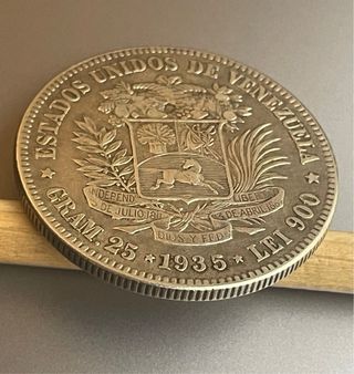 5 Bolívares; Venezuela 1935. Moneda circulante