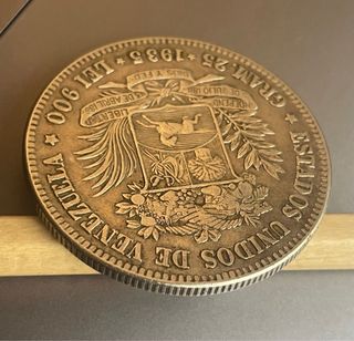 5 Bolívares; Venezuela 1935. Moneda circulante