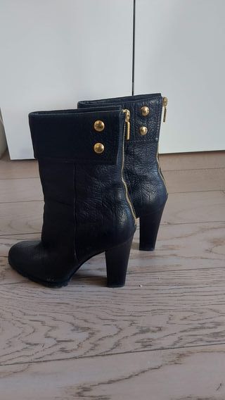 Stivaletti Casadei Pelle Nera Tg 38 Tacco 12