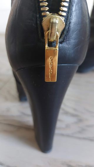 Stivaletti Casadei Pelle Nera Tg 38 Tacco 12