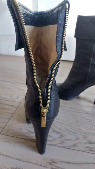 Stivaletti Casadei Pelle Nera Tg 38 Tacco 12