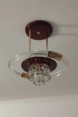 Lámpara colgante madera y cristal