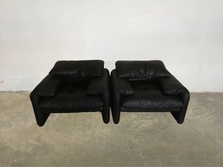 2 Poltrone Cassina Maralunga Vico Magistretti Nere