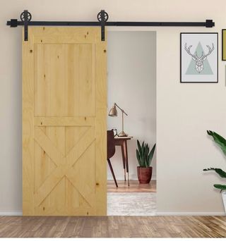 Puerta corredera madera mas kit de accesorios