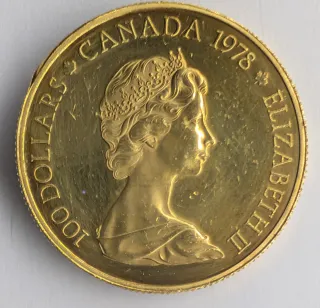 Moneda Oro 1/2 Oz 100 Dólares Canadá 1978