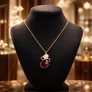 Collar chapado oro 18klt con piedras