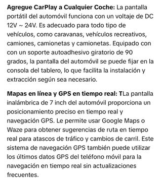 Pantalla Carplay y Android Auto para Coche (Nueva)