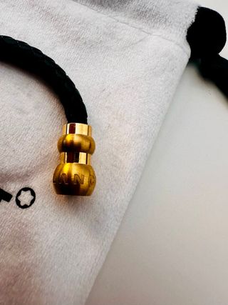 Pulsera Montblanc Piel Negra Acero Iman