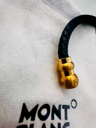 Pulsera Montblanc Piel Negra Acero Iman