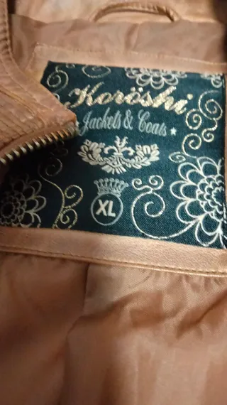 Cazadora polipiel mujer beige/marrón