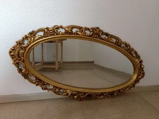 Espejo Ovalado Dorado Vintage